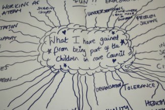 A mindmap made by young people about what they've gained from being part of the CiCC